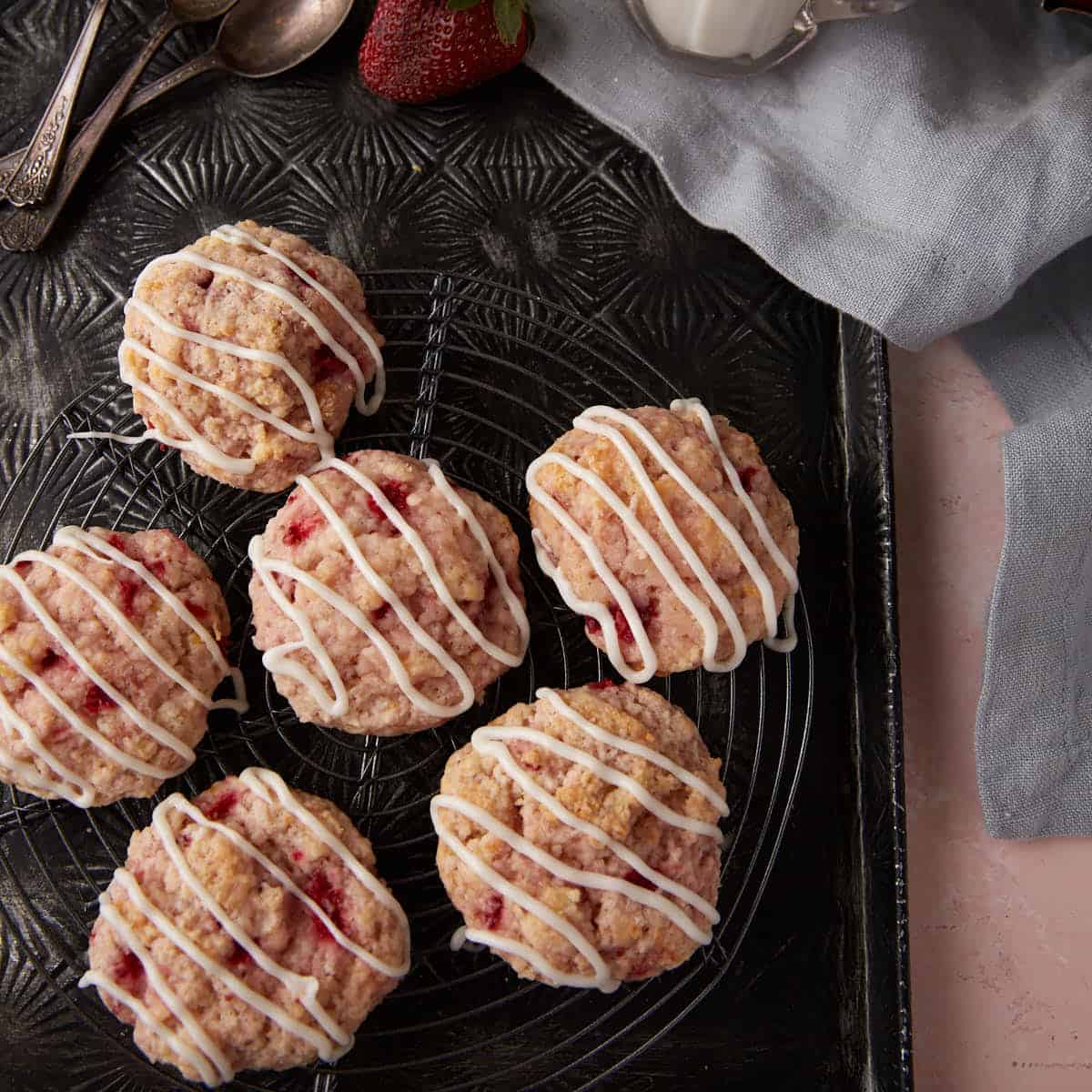 Glazed Strawberry Shortcake Cookies with Fresh Strawberries-image