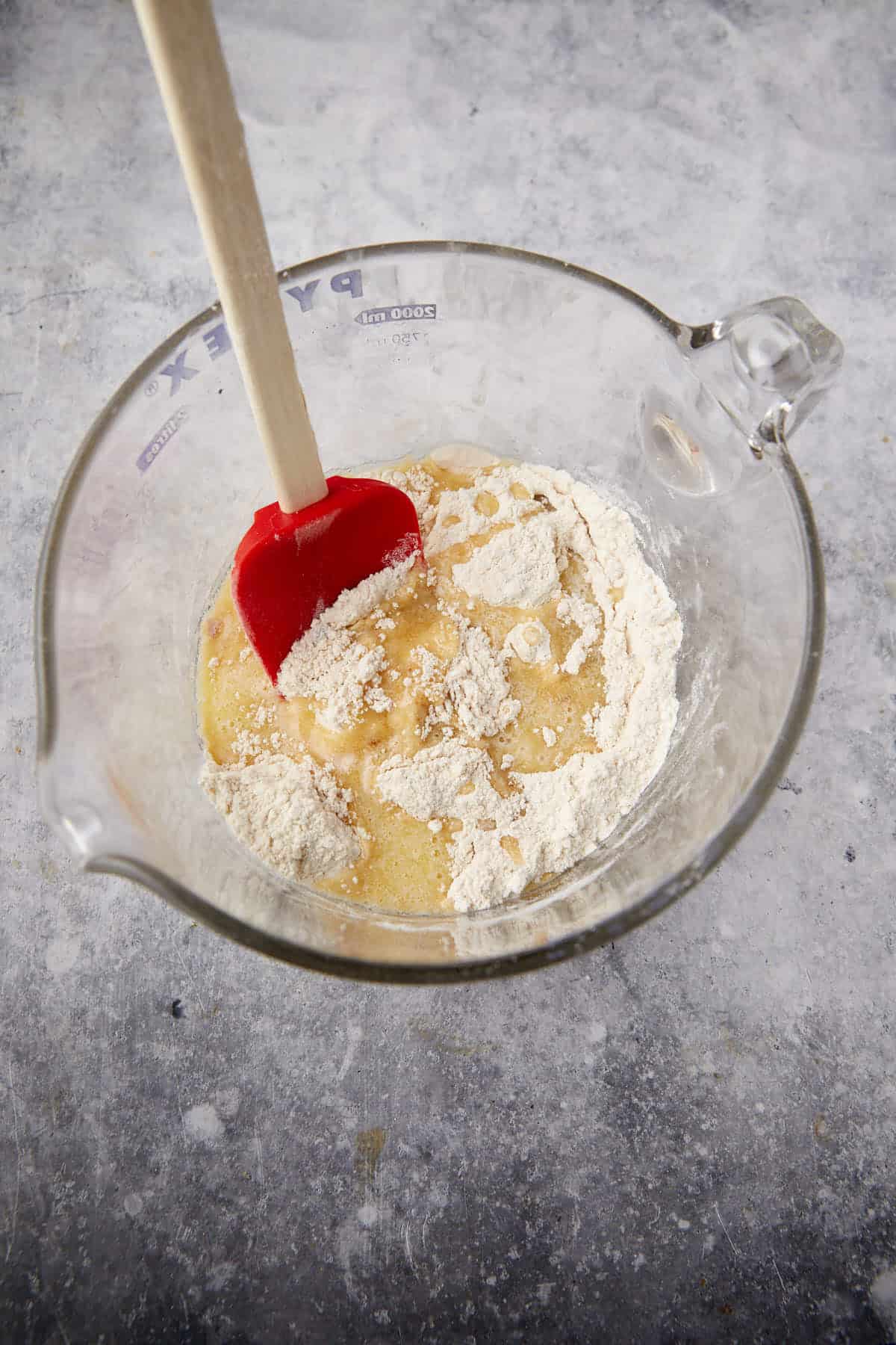 Melted butter added to the topping mixture.