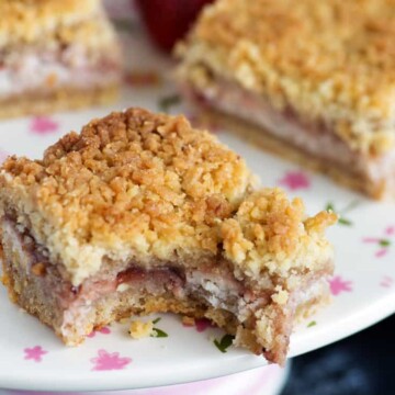A Strawberry Shortbread Bar with a bite taken out