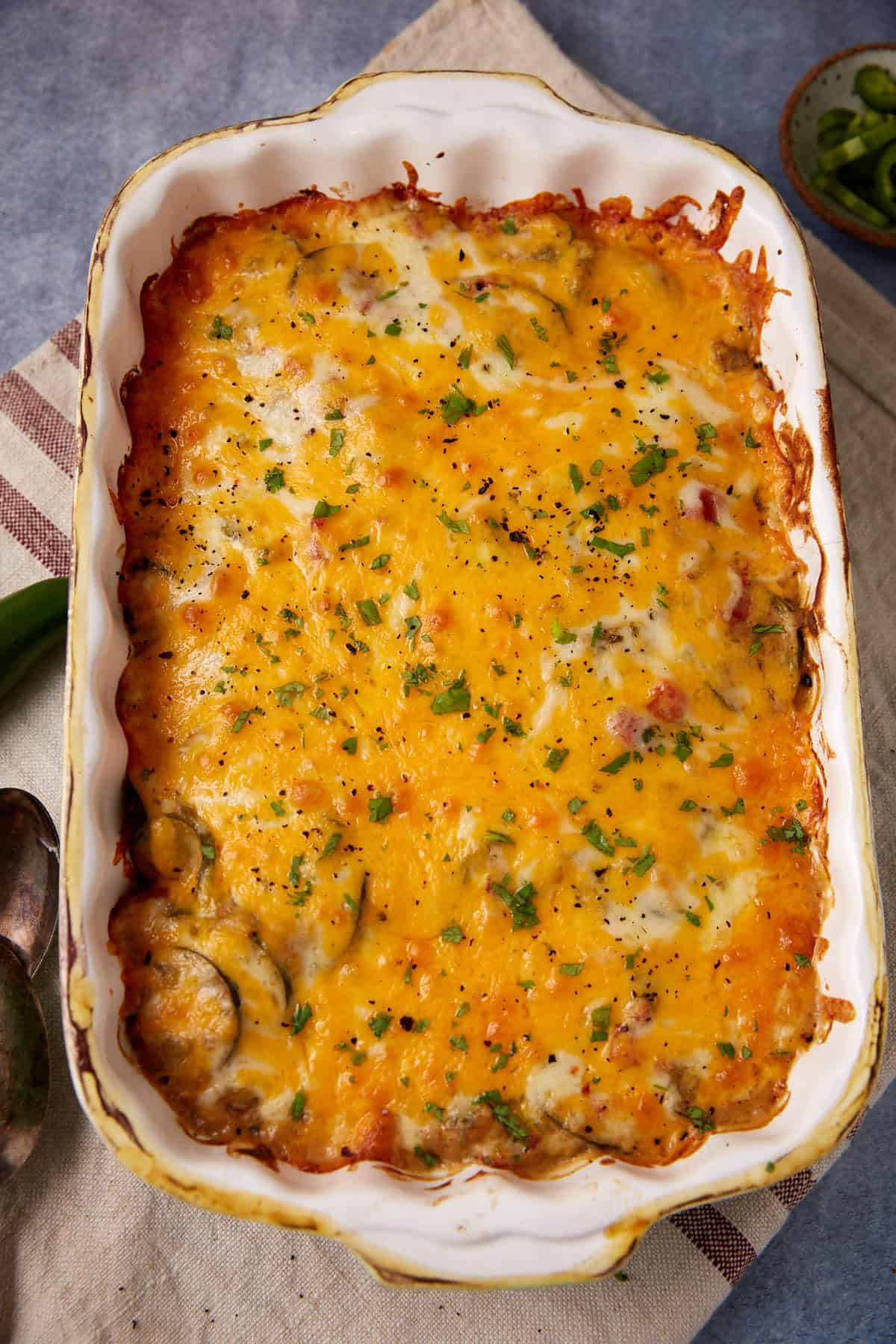 A baked squash casserole.