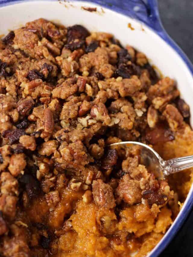 Sweet Potato Casserole with Bacon and Bourbon Butter & Baggage