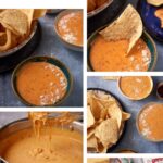 Pinterest collage with text overlay for chorizo queso dip