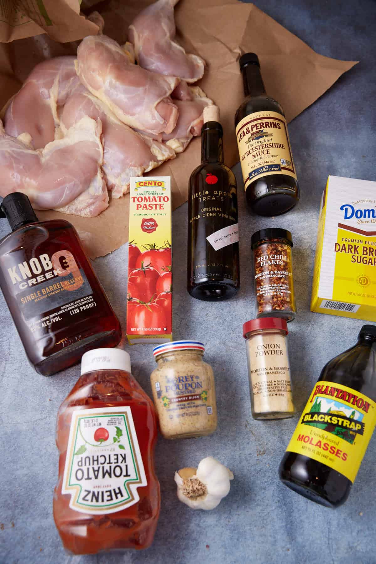 Ingredients for pulled chicken.