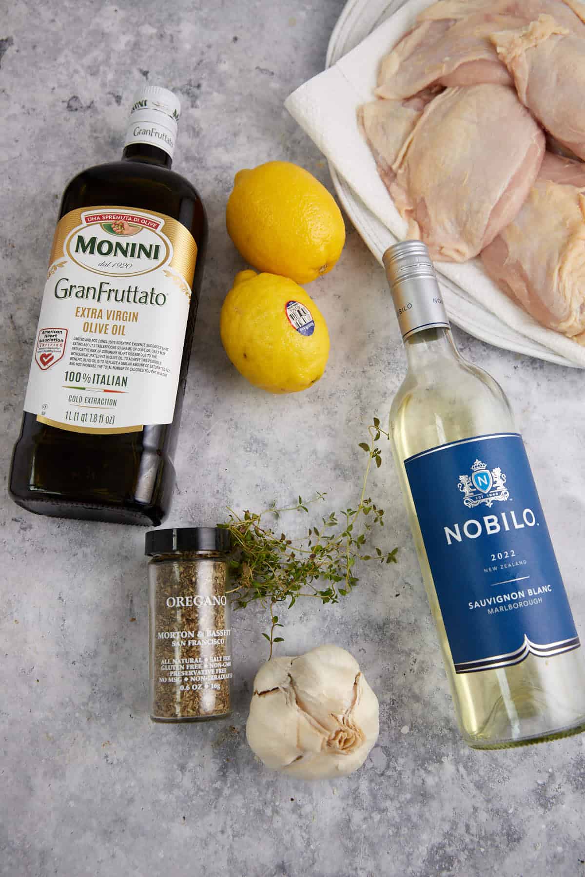 The ingredients for lemon garlic chicken.