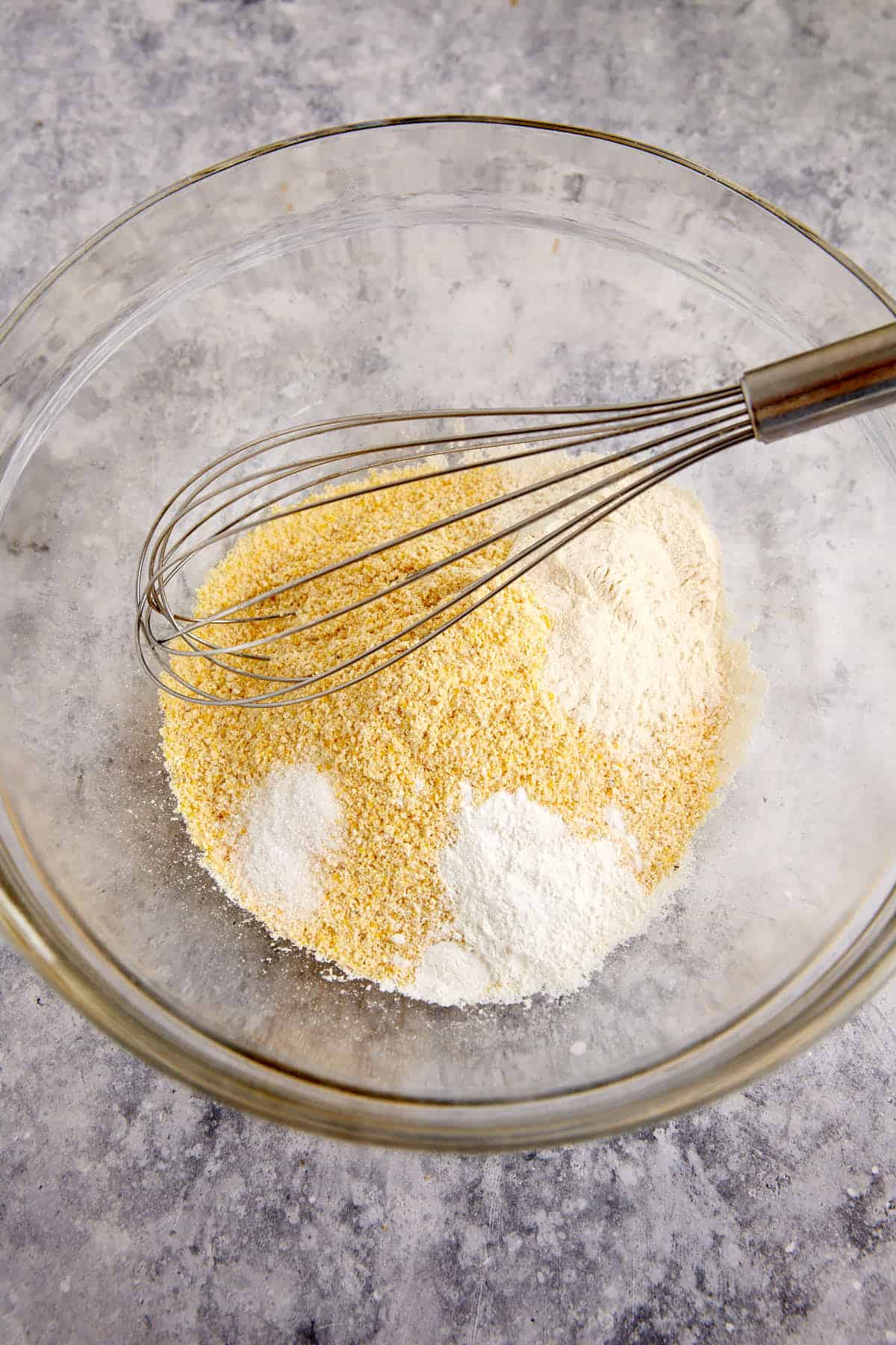 The dry ingredients in a bowl.