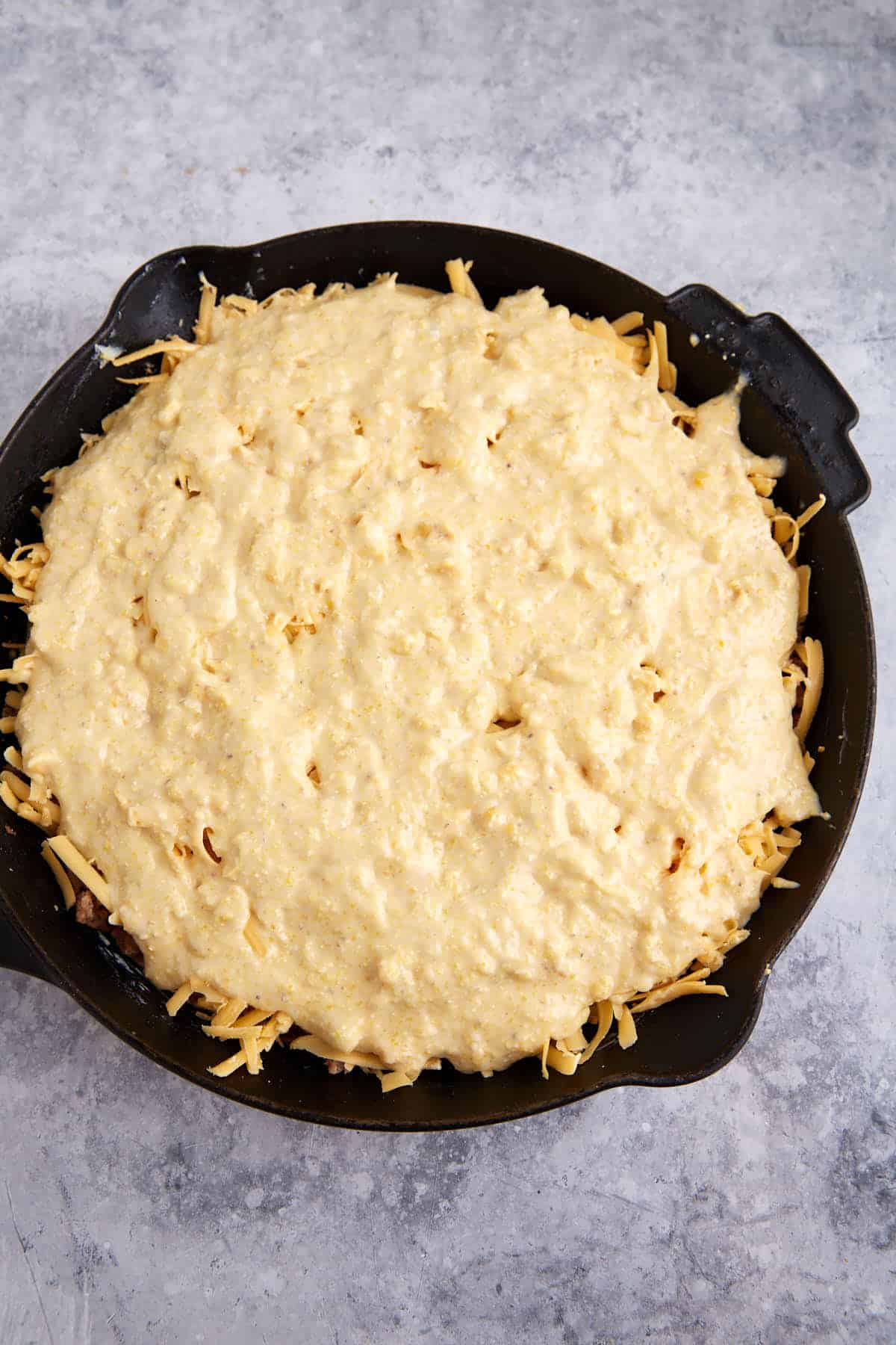 Cornbread before it has been baked.