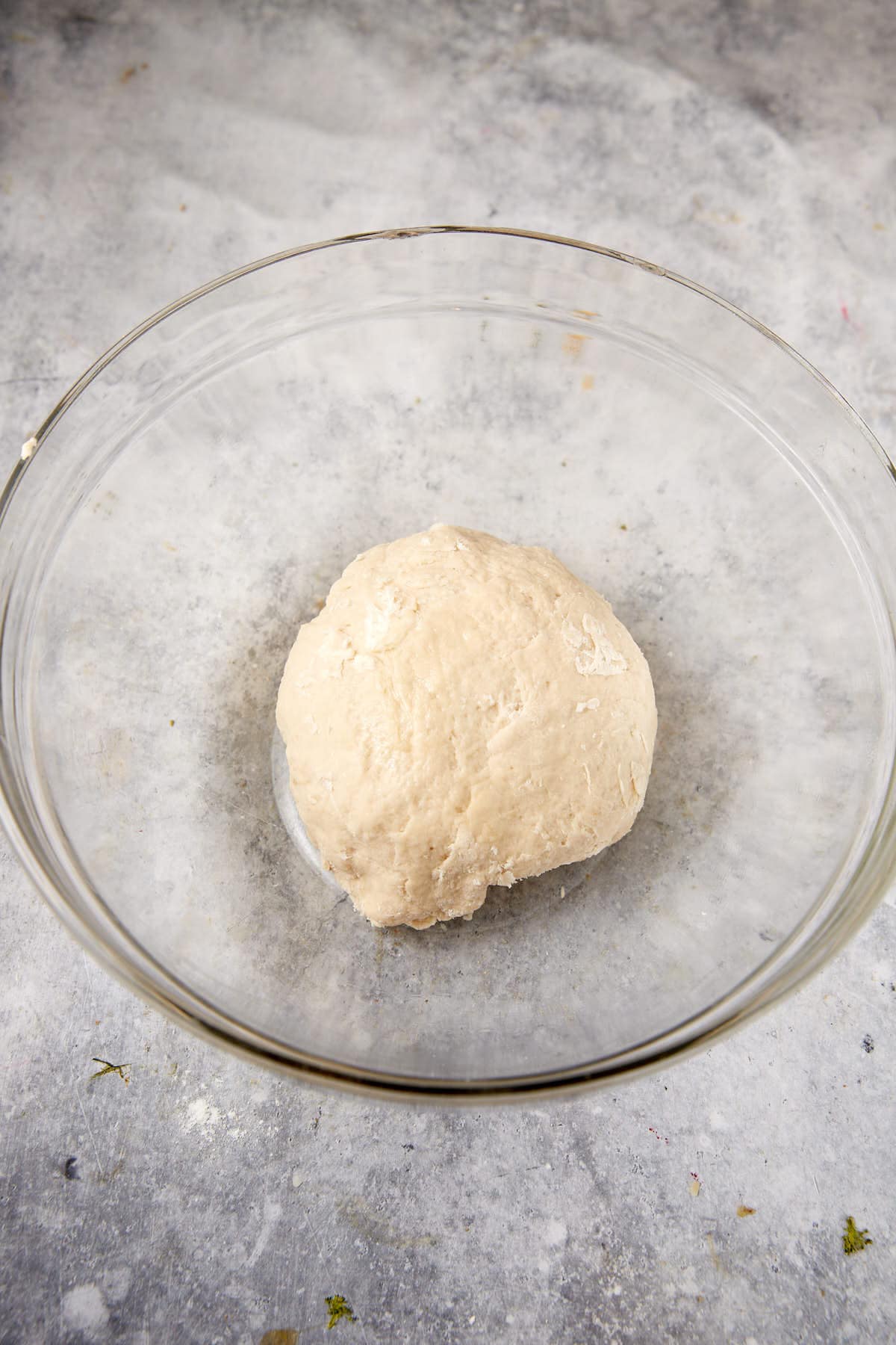 Kneaded dough in a bowl.