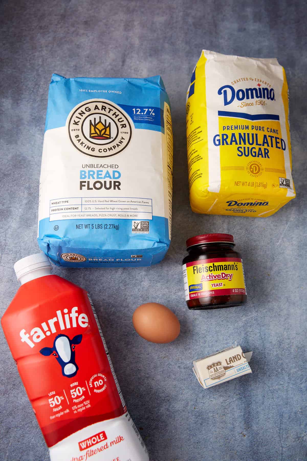 Ingredients for yeast rolls.