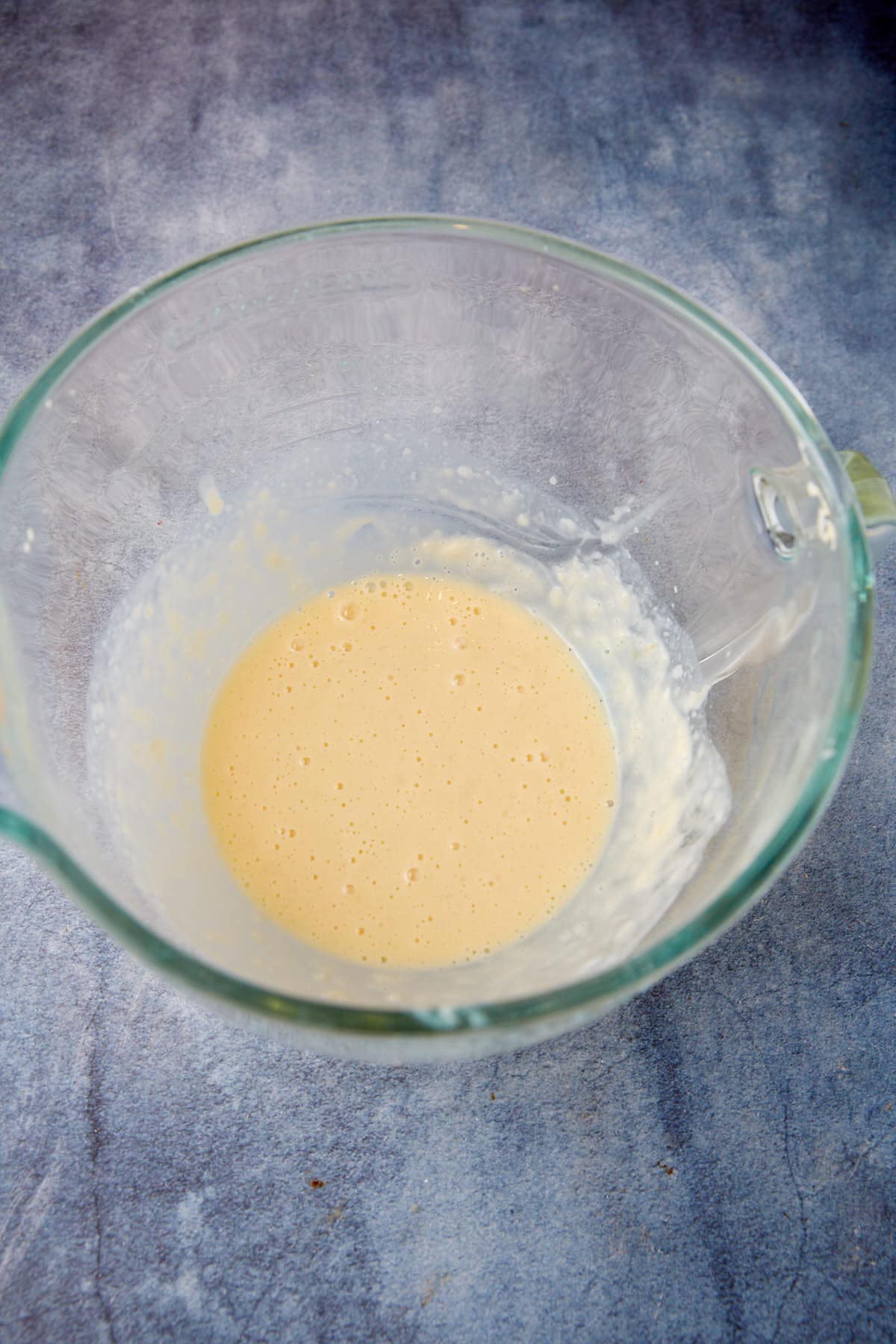 Yeast mixture before flour has been added.