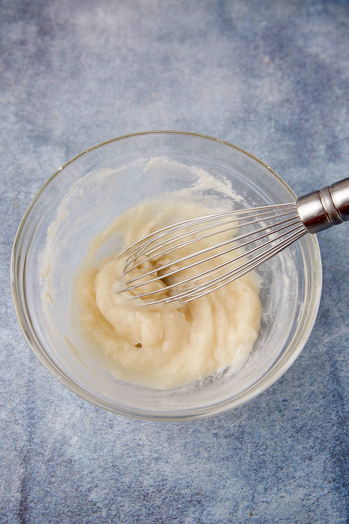 A paste of water and flour in a bowl.