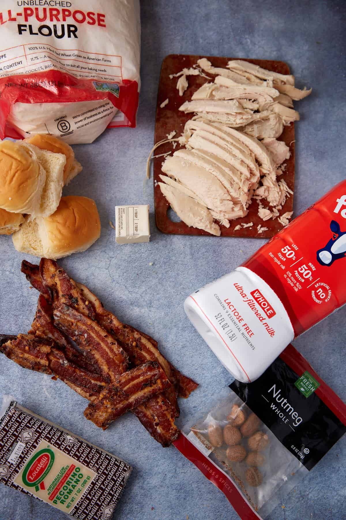 The ingredients for a hot brown sandwich.