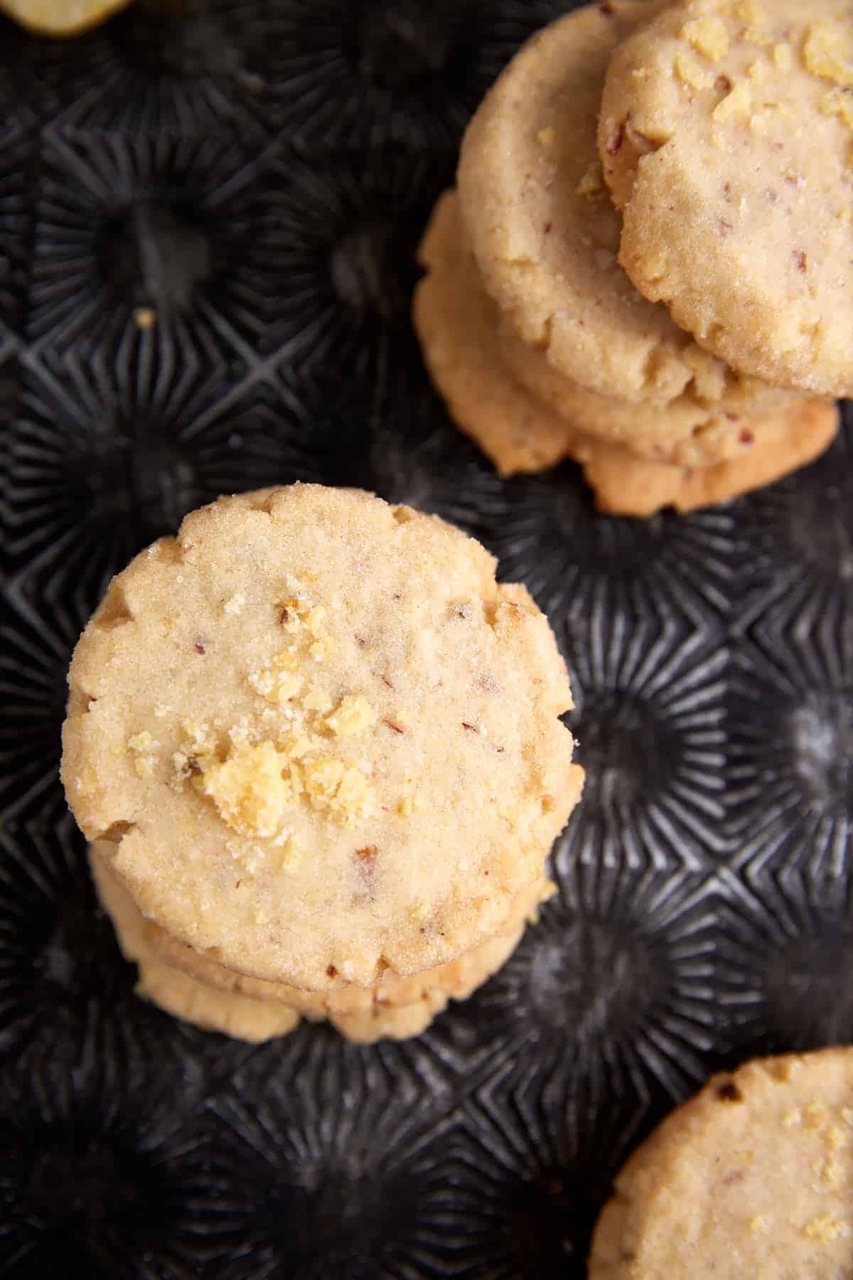 A stack of potato chip cookies.