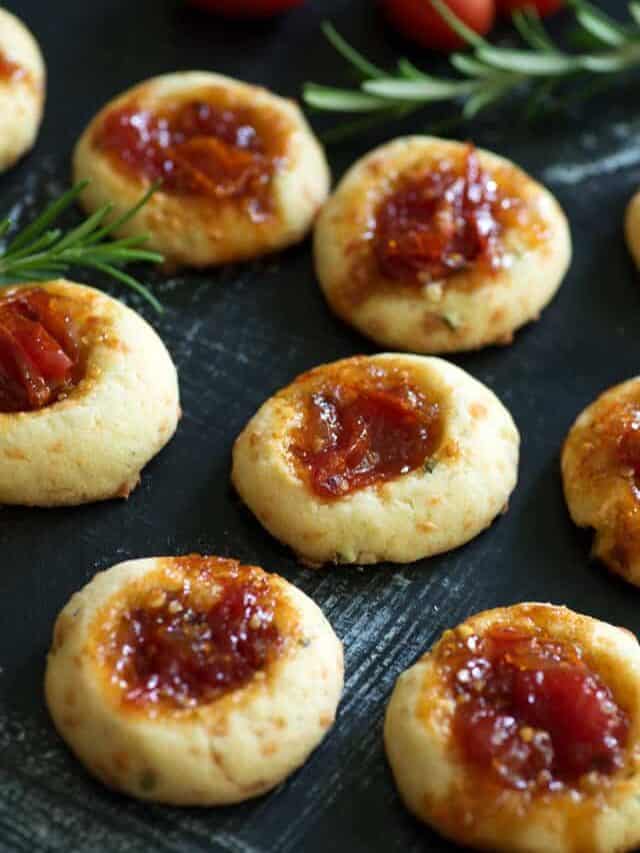 Bourbon Tomato Jam Thumbprint Cookie Appetizer Recipe Butter & Baggage