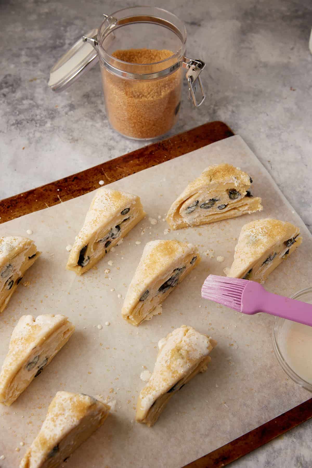 Scones topped with creme fraiche.