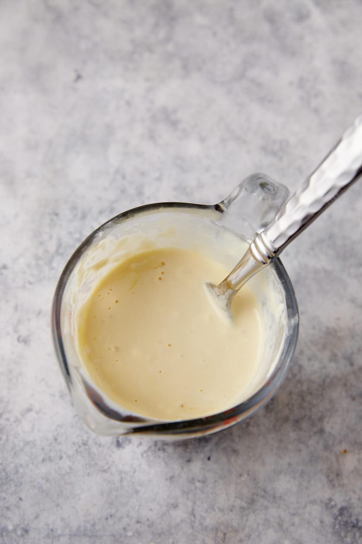 Creme fraiche mixed with an egg.