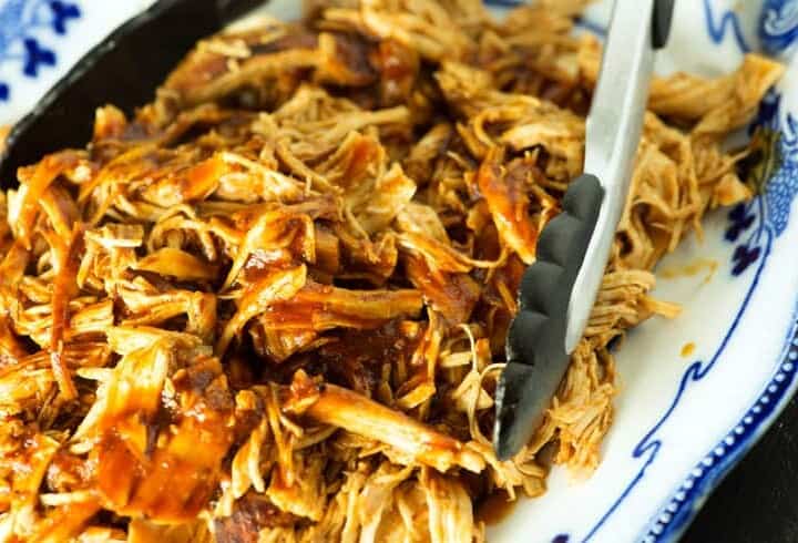 Instant Pot barbecue chicken on a platter
