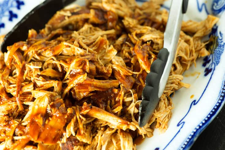 Instant Pot barbecue chicken on a platter