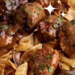 Ground Chicken Marsala meatballs on a platter.