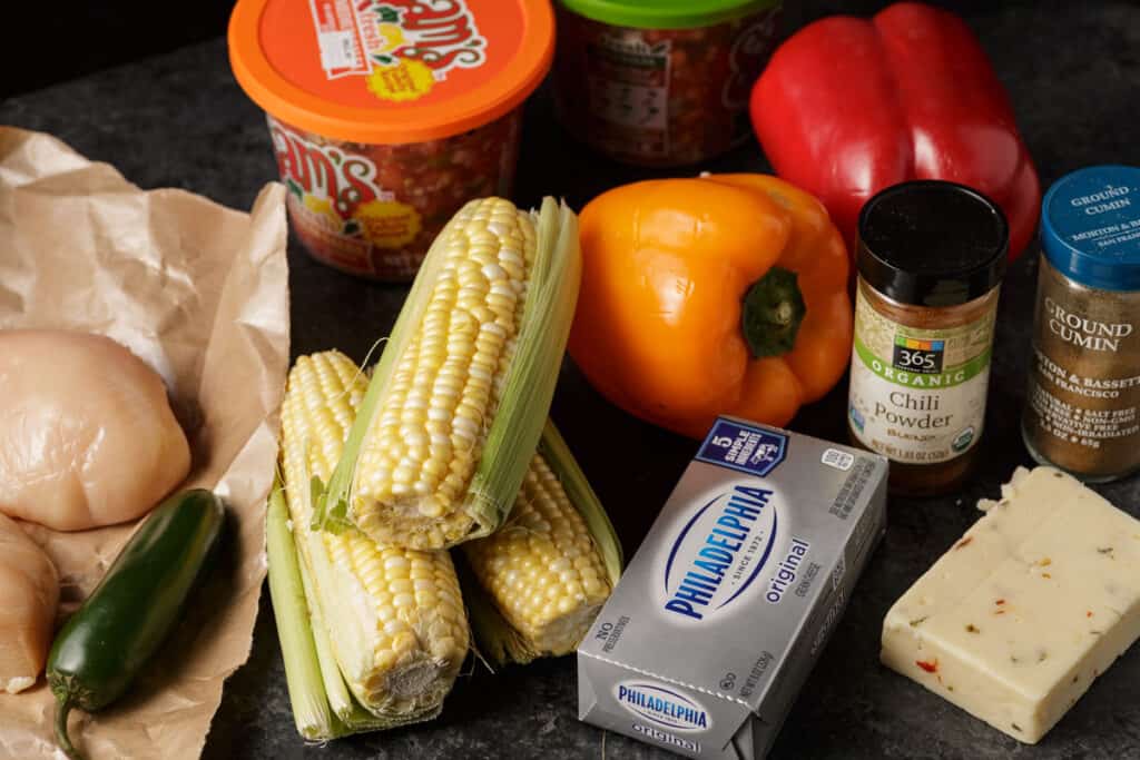 Chicken Chili with Cream Cheese Butter & Baggage