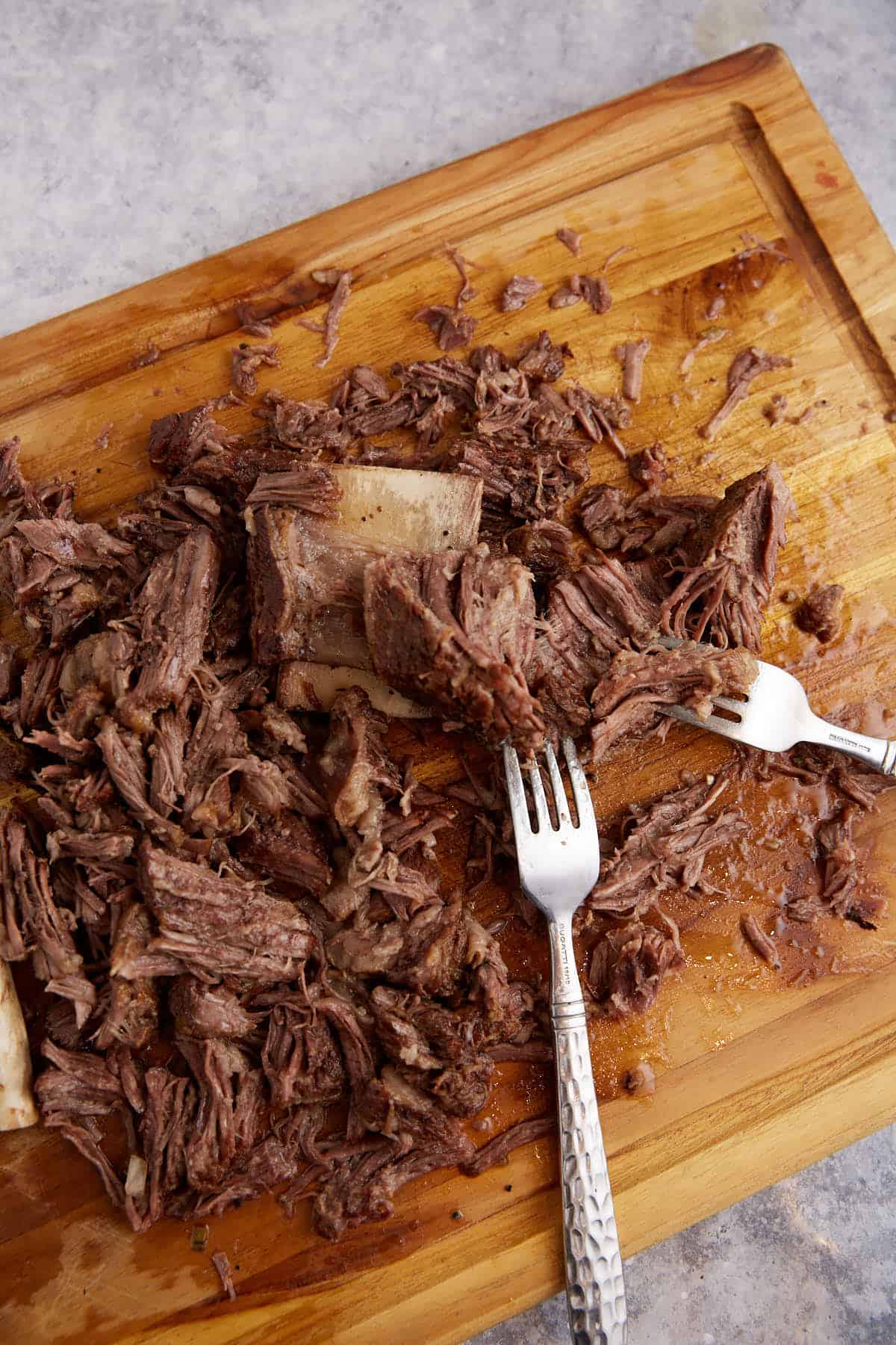 Shredded short ribs.