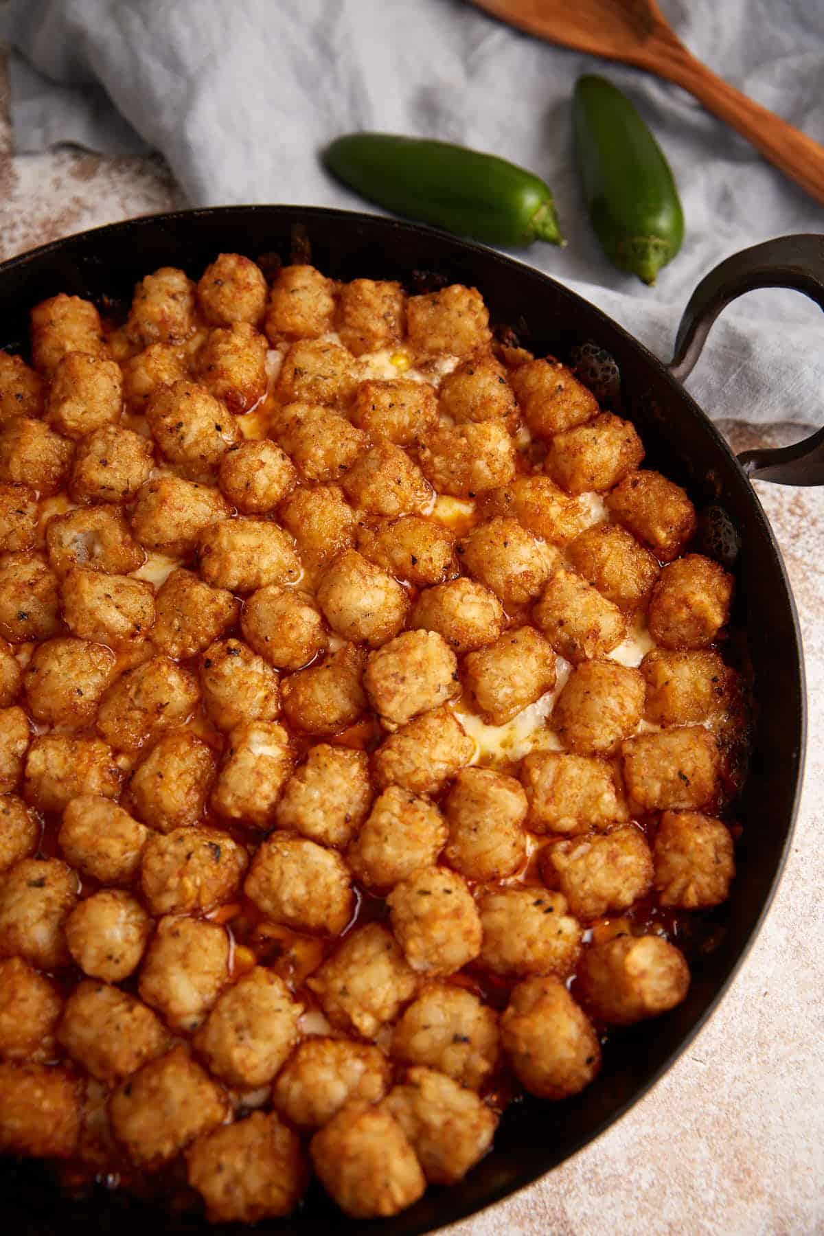 A baked tater tot casserole.