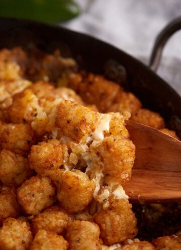 A serving of tater tot casserole.