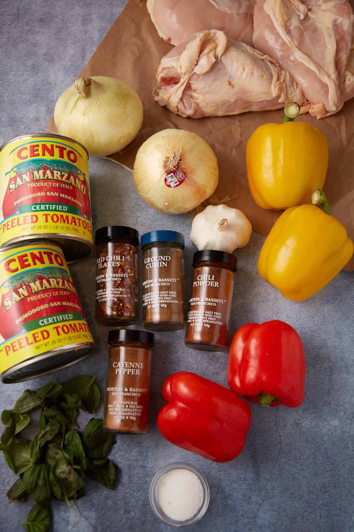 Ingredients for chicken chili.