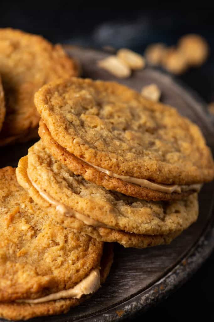 Peanut Butter Sandwich Cookies with a creamy filling and a chewy cookie.