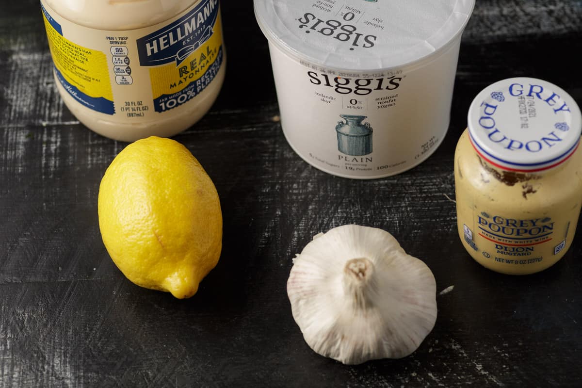 Ingredients for a yogurt dressing.