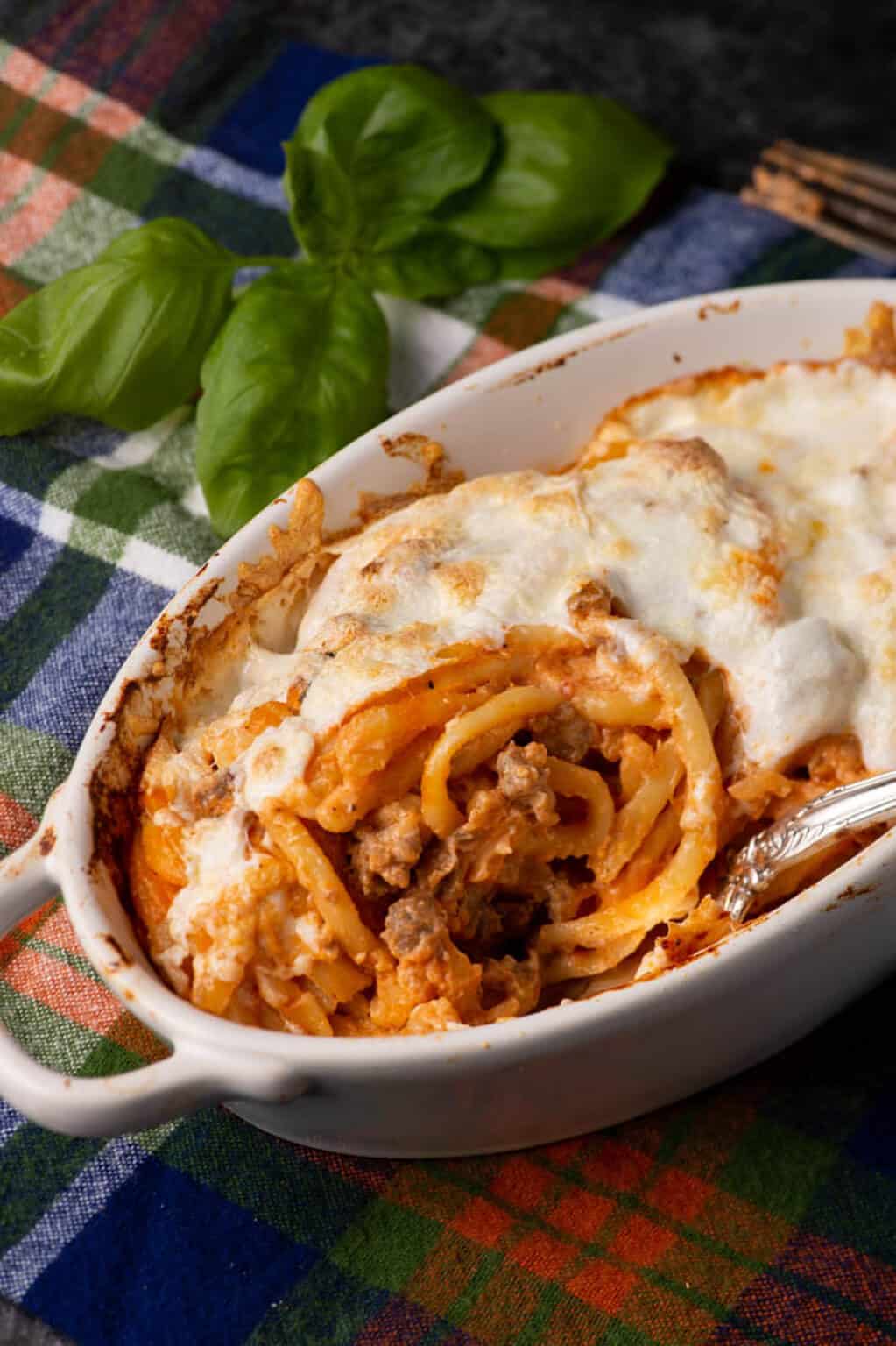Baked Spaghetti with Vodka Sauce Butter & Baggage