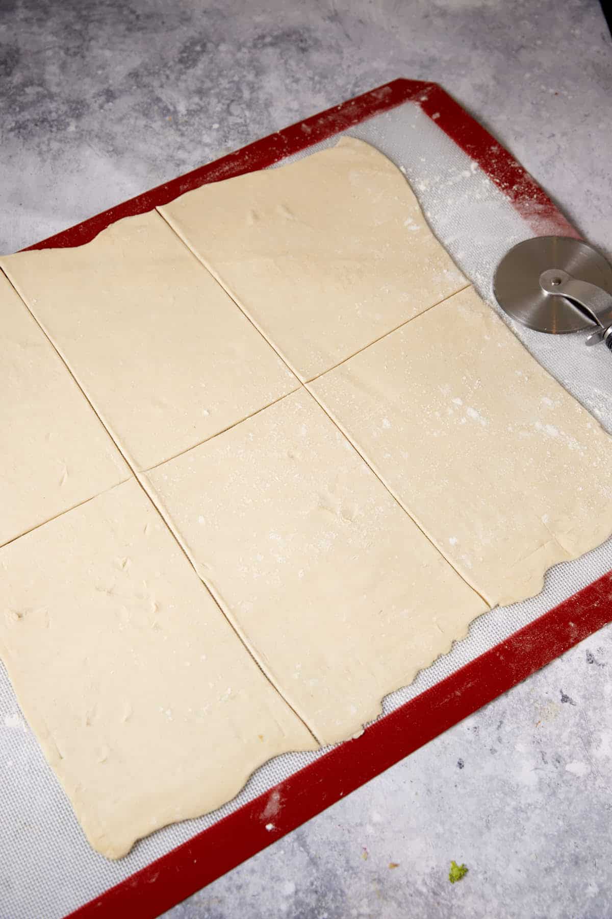 Puff pastry cut into squares.