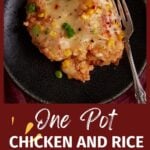 A serving of Southwest chicken and rice.