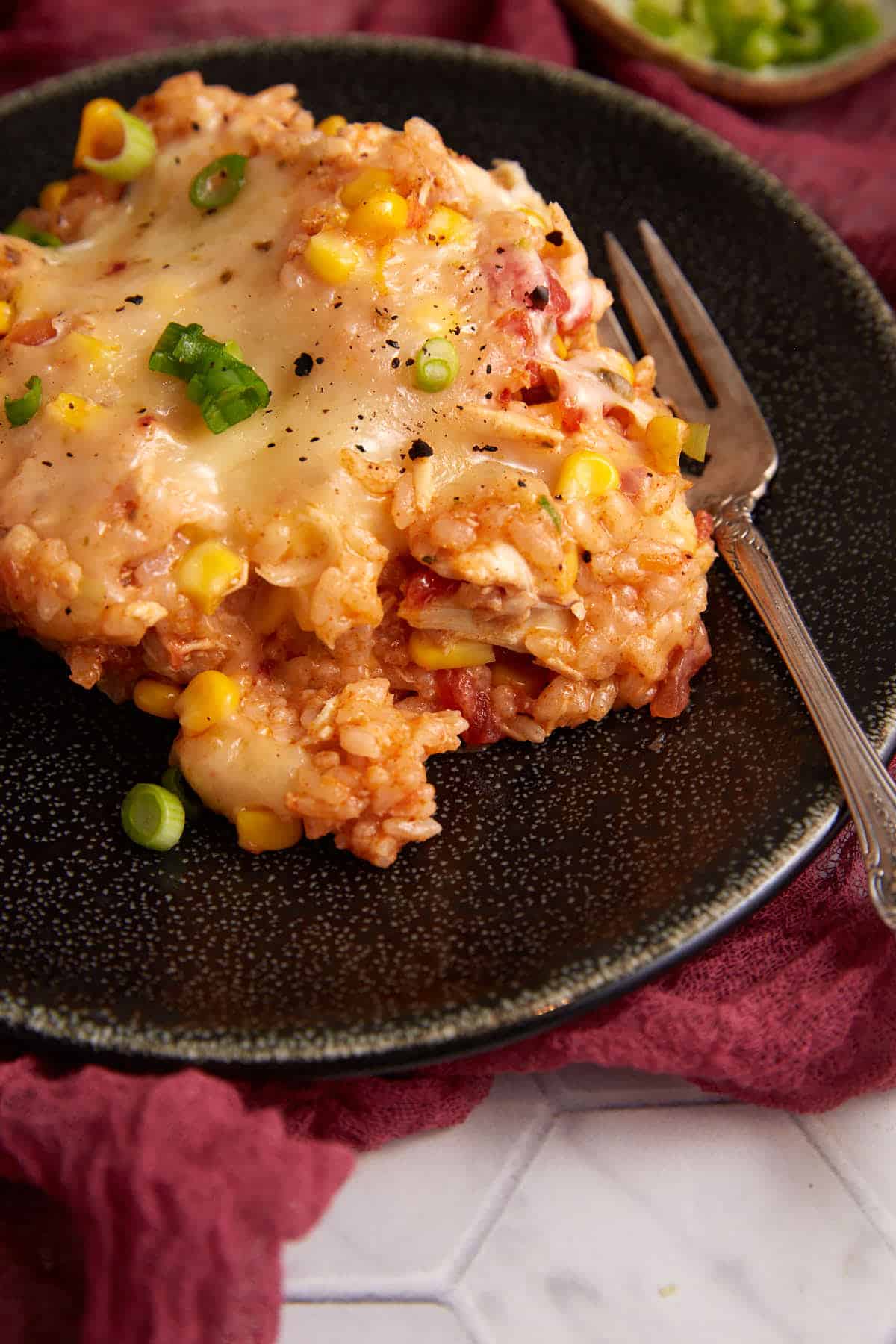 A serving of arroz con pollo on a plate.