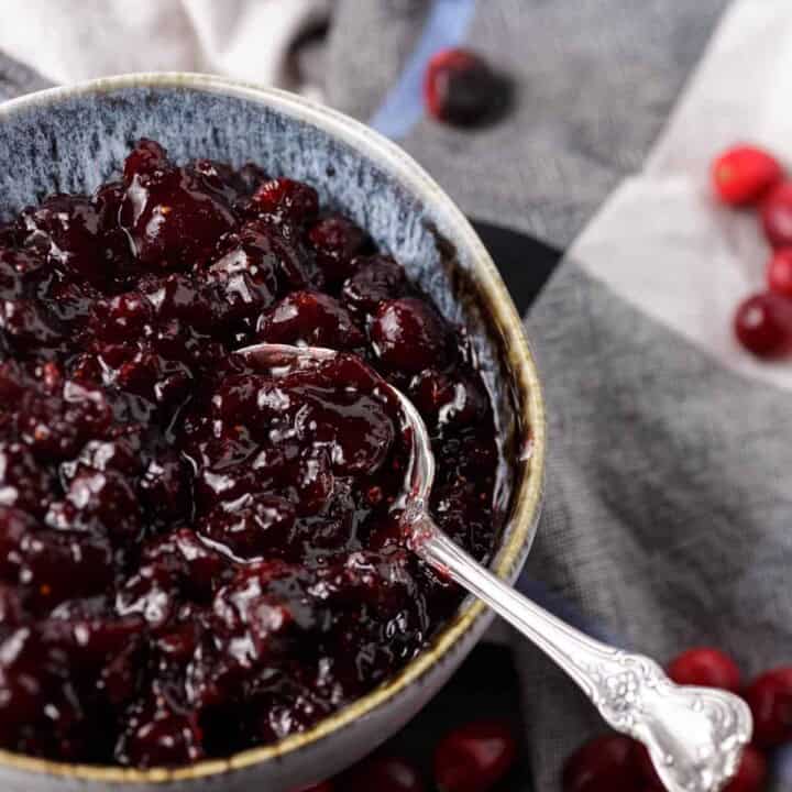 Cranberry Sauce with Port and Figs, a little sweet & tart Butter