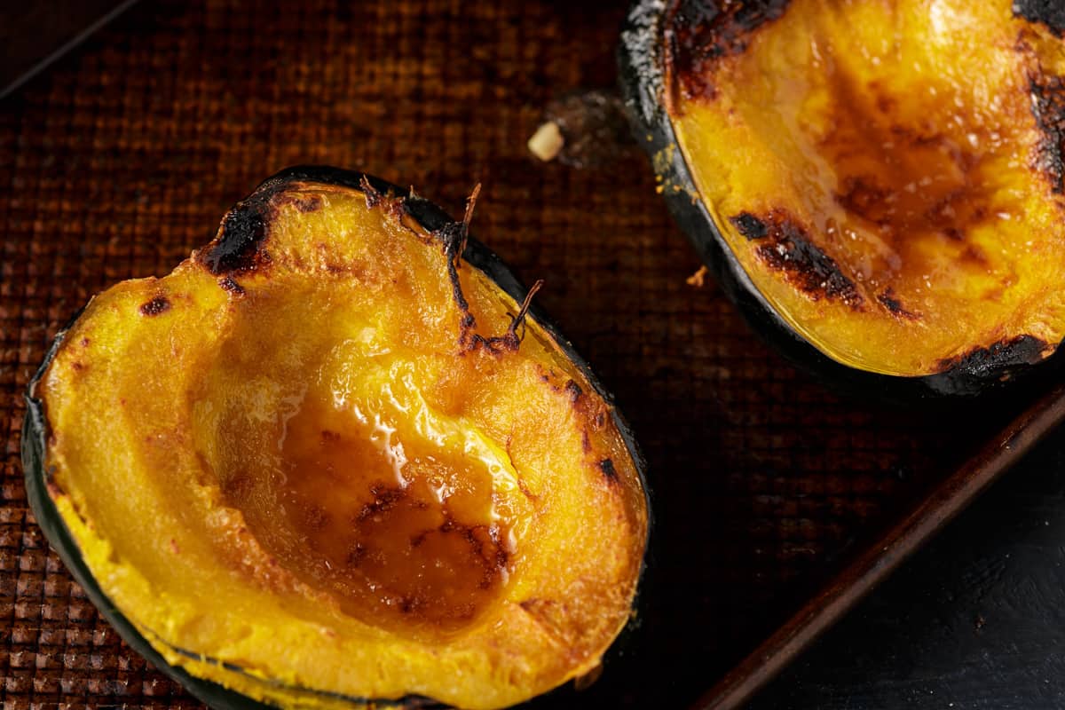 Acorn squash after being broiled