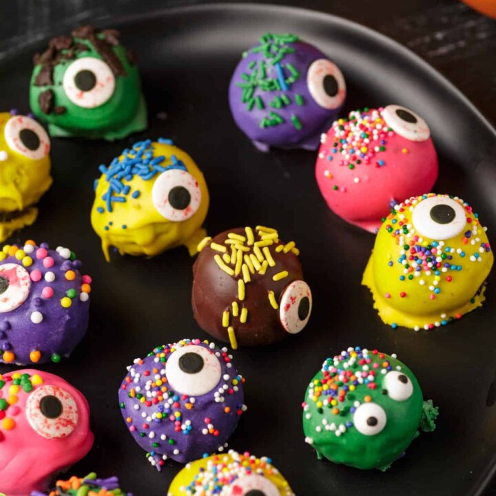 Monster Oreo Truffles on a platter.