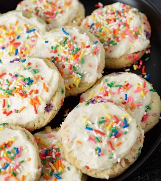 A platter of sprinkle cookies.