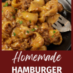 Hamburger helper on a plate with a fork.
