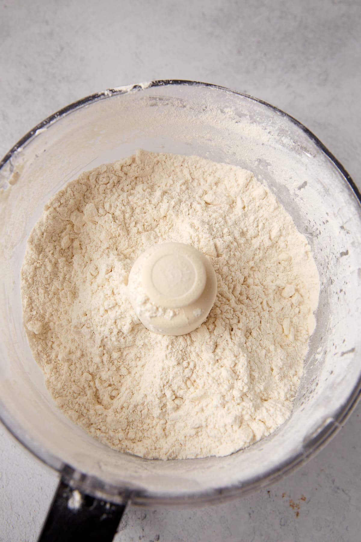 Butter incorporated into flour mixture.