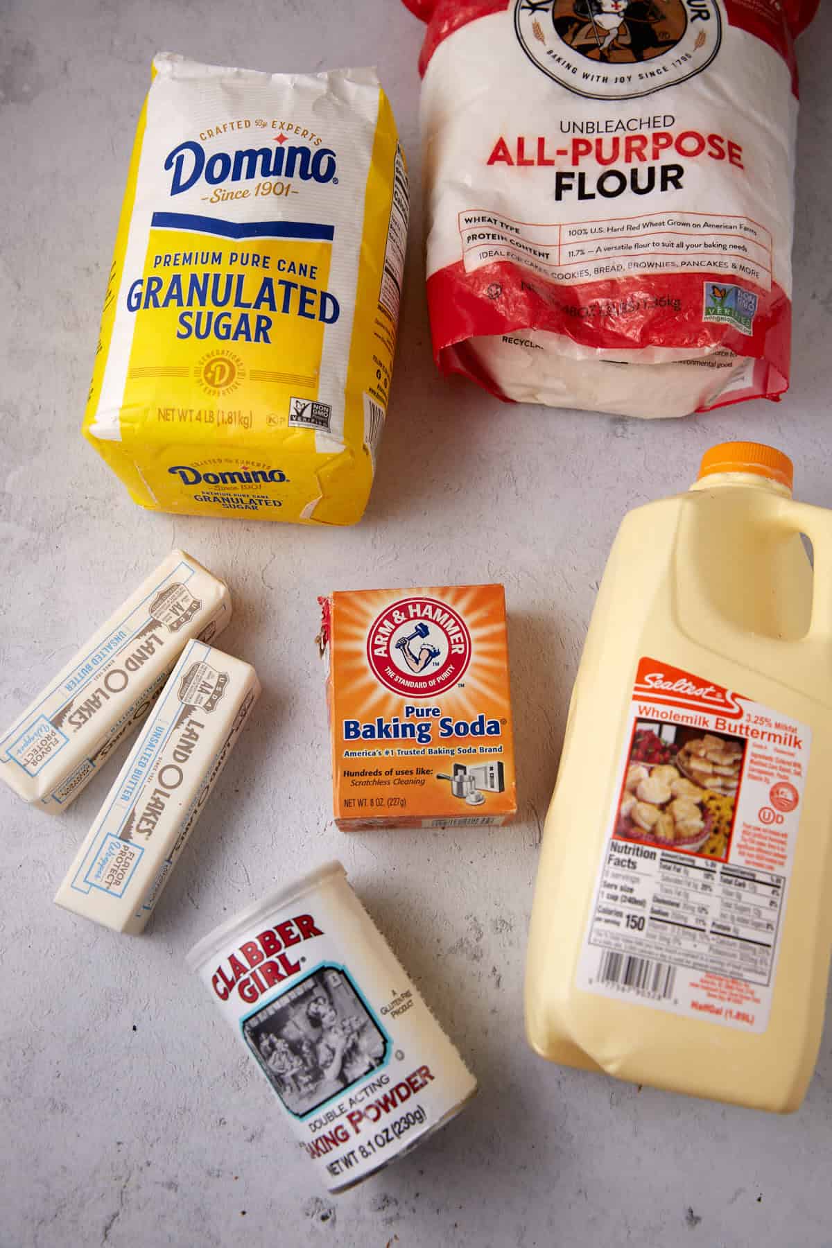 The ingredients for buttermilk biscuits.