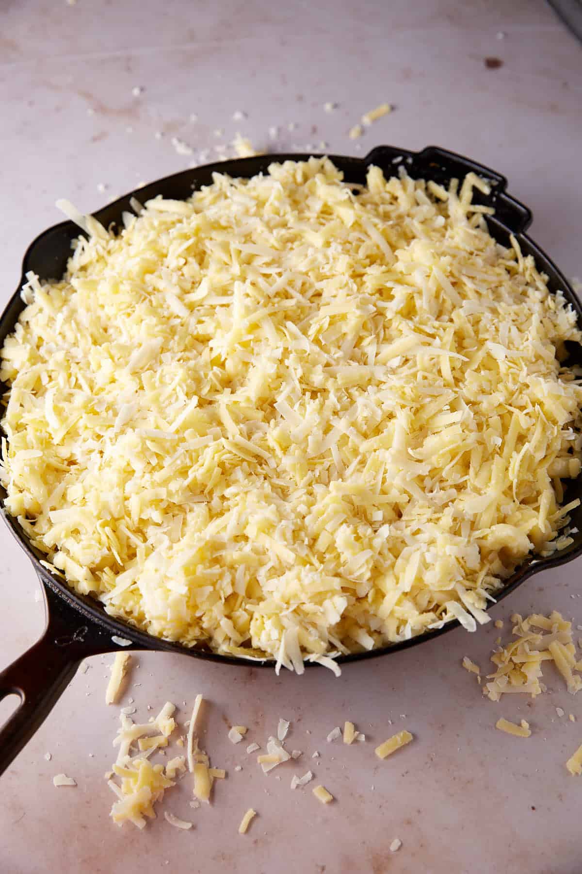 Mac and cheese before it goes under the broiler.