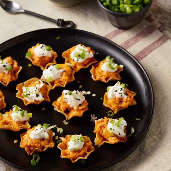 A platter of Buffalo chicken bites.