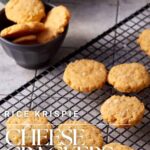 Cheese crackers on a cooling rack.