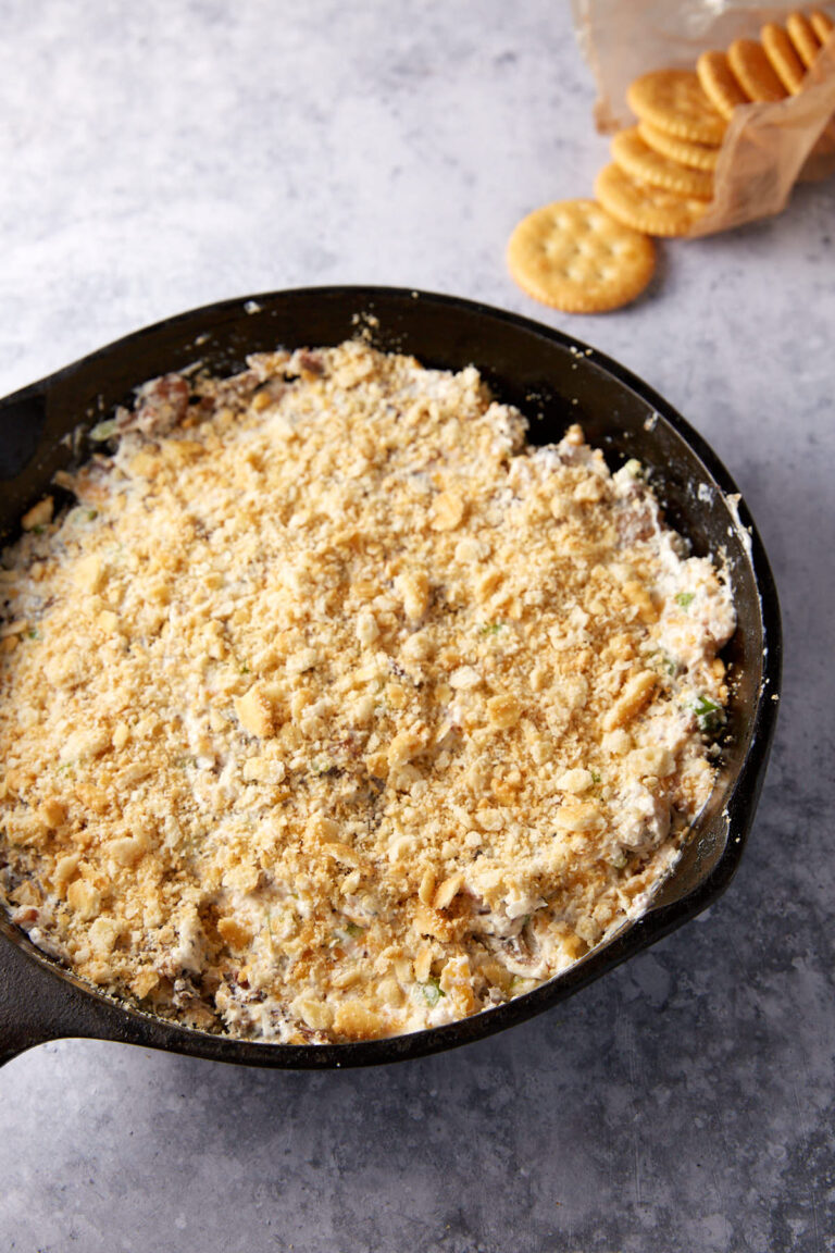 QuickBaked Bacon Cream Cheese Dip with Ritz Crackers Butter & Baggage