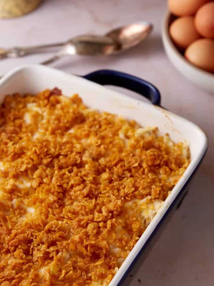 A baked hashbrown breakfast casserole.