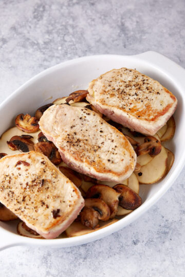 Oven Baked Pork Chops and Potato Casserole - Butter & Baggage