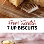 Square and round 7 Up biscuits.