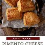 A stack of pimento cheese biscuits.