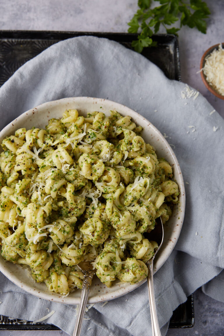 Parsley Pesto Pasta Salad with Walnuts Butter & Baggage