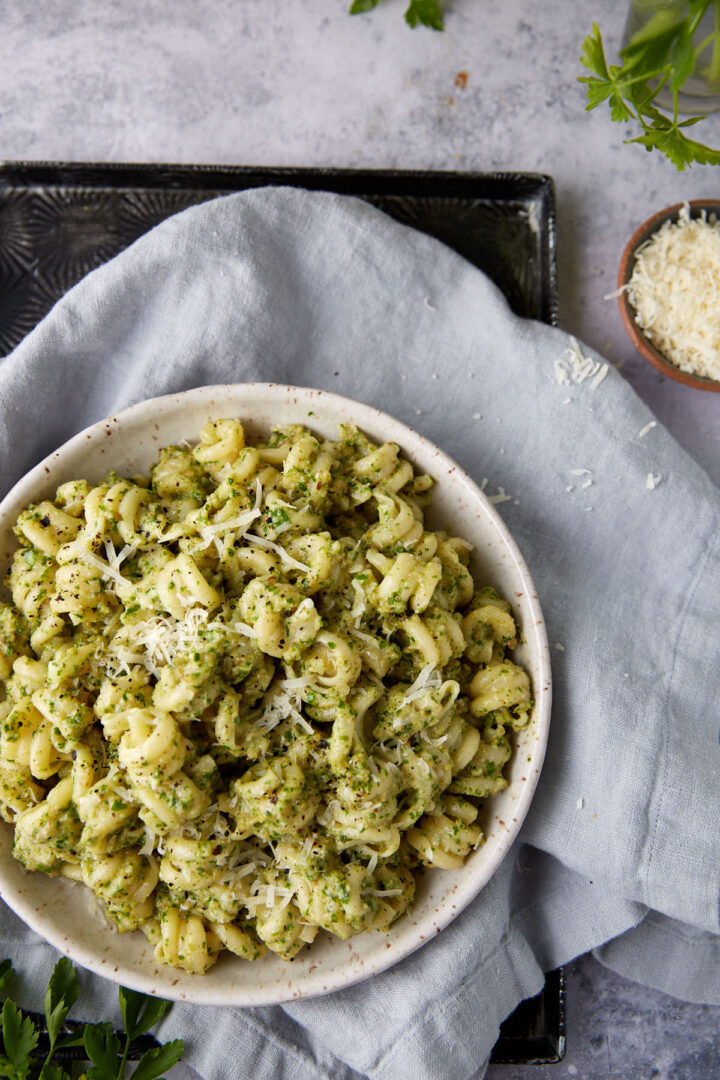 Parsley Pesto Pasta Salad with Walnuts Butter & Baggage